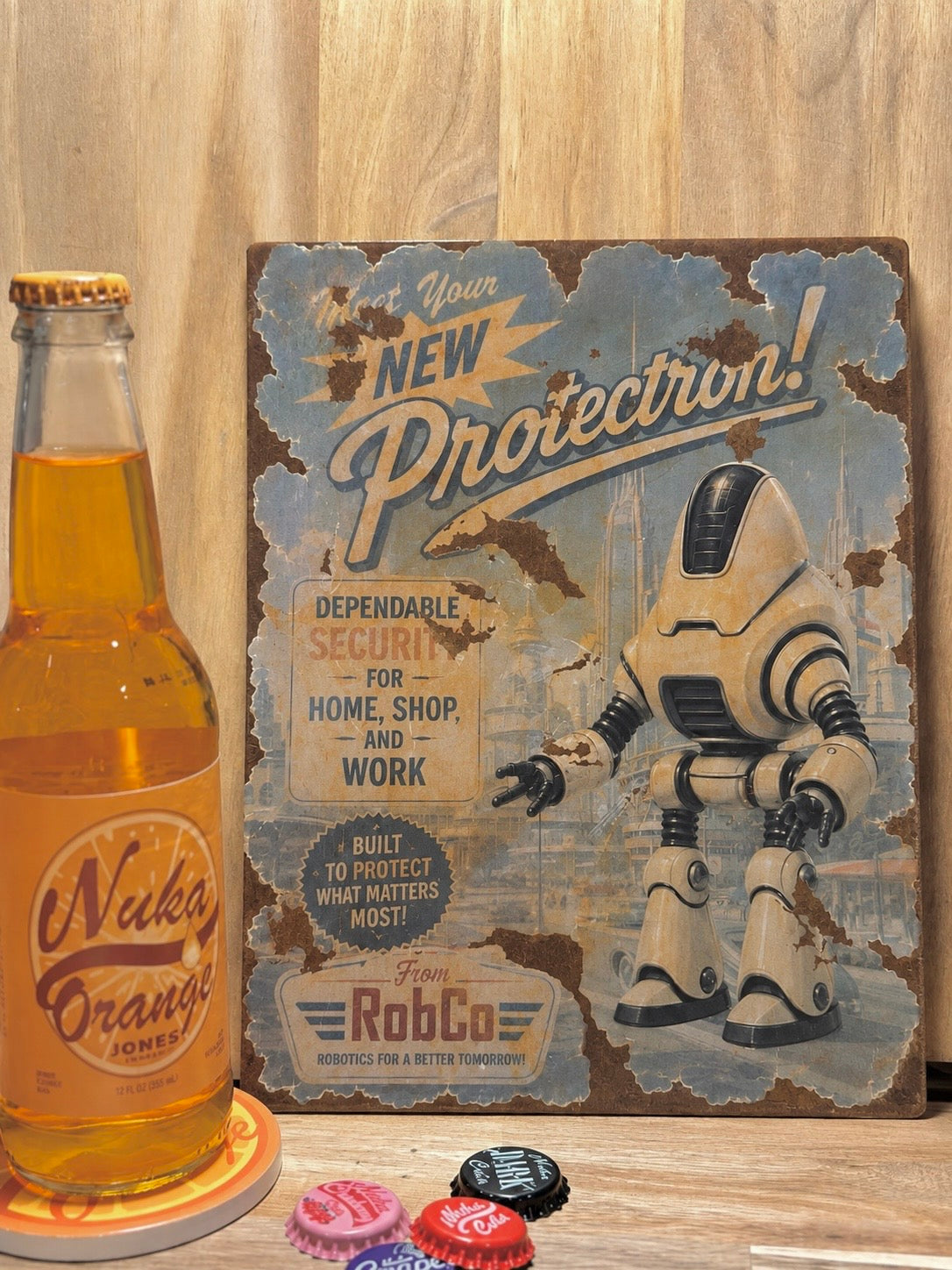 RobCo Protectron Weathered Metal Wall Art