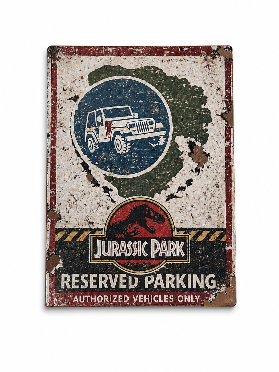 Jurassic Park Reserved Parking Sign