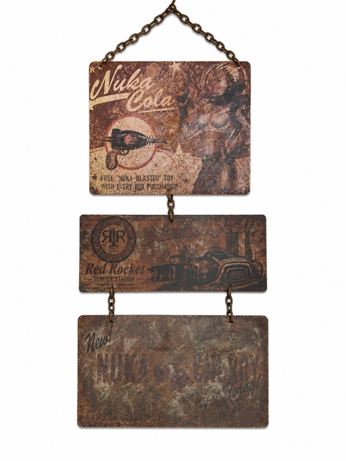 Double-Sided Nuka-Cola Hanging Metal Wall Art | Hand-Rusted Fallout-Inspired Décor